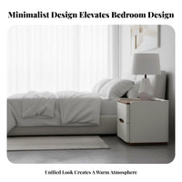 2-Drawer Nightstand Minimalist Design 2-Drawer Leather-Wrapped Side Table