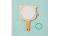Natural Bear Mirror with Loop Smooth Wooden Handheld Mirror Compact Toy Educational for Toddlers, Playroom
