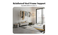 Mobile Design Wheeled Clothing Rail with footwear shelf Space-Saving Clothes Stand Easy Assembly Garment Organizer Minimalist design for Apartment Dwellers, Homeowners, Students, Bedroom, Dorm Room, Entryway, Cloakroom