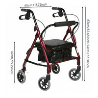 Folding Rollator Mobility Aid Four Wheels Wheeled Mobility Aid with Seat Brake