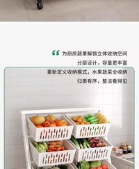 家用厨房小推车置物架多层水果蔬菜篮子收纳筐客厅落地零食储物架 【ins奶油风首选】白色3层6篮 ⭐小红薯推荐