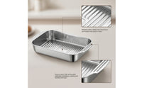 Deep Tray with Handles Deep Roasting Pan Effortlessly to Clean Roasting Pan with Handles for Home Cooks, Chefs, Oven, Kitchen, Restaurant