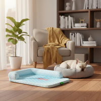 Dog Cooling Mat with Pillow Washable Cooling Dog Bed Non-Slip Bottom for Dogs