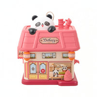 Cute Storefront Piggy Bank Decorative Panda Money Box Adorable Money Bank with Carry Loop Fun for Children, Toddlers, Bedroom, Desk, Nursery