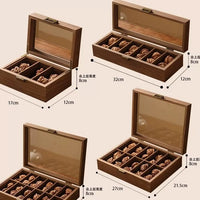 Walnut Wood Storage Box for Walnuts and Bracelets, Transparent Lid, Large Capacity