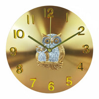 Modern Design Owl Wall Clock Large Numerals Cartoon Creature Clock Ra Clock Face Brushed Finish for Families, Homeowners, Living Room