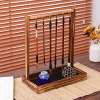 Calligraphy Brush Stand Wooden Frame Brush Hanger Stand Sturdy Hook for Artists