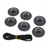 6 Pieces D-Loop Adhesive Disc with Cord Adhesive Inflatable Boat D-Loop Adhesive Disc Kit Stainless Steel Hardware