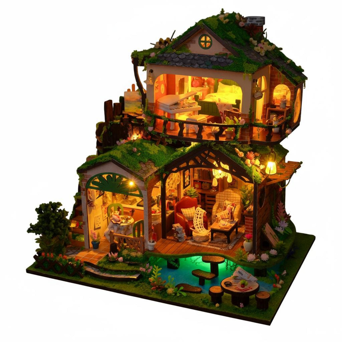 Assemble-Your-Own Tiny House Miniature Kit Handmade Fairy Tale Model Decorative DIY Miniature House for Playroom