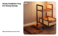 2-Tier Rolling Utility Cart Large Capacity 2-Tier Wheeled Trolley Removable Tray
