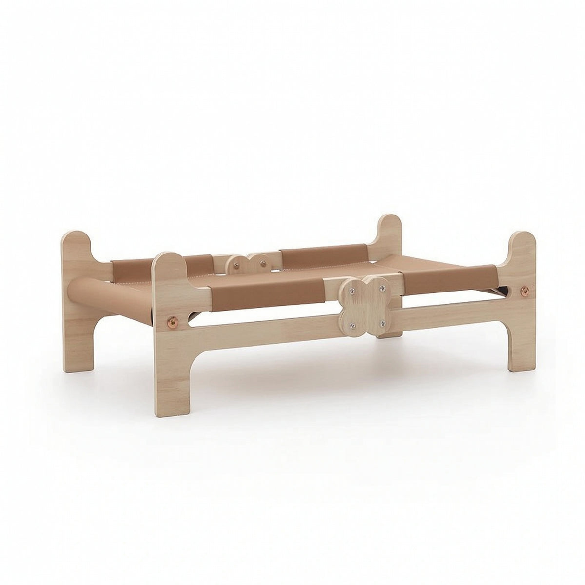 Wooden Pet Bed with Textile Breathable Elevated Pet Cot Scratch-Resistant