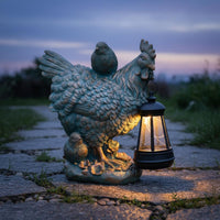 Chicken Lantern Statue Resin Solar Chicken Statue Hand Painted for Villa, Patio