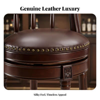 Rotate Stool with Backrest Traditional Design Counter Chair Vintage Design Padded Seat for Homeowners, Kitchen Island