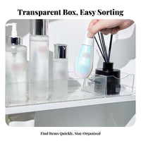 Multi-Compartment Storage Tray Space-Saving Cosmetics Holder Transparent Design