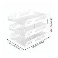 3 Tier Document Tray Space-Saving Desktop Document Rack Sturdy for Study
