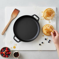 Uncoated Cast Iron Griddle Heavy Duty Cast Iron Griddle Pan Even Heat Distribution Pancake Crepe Pan Non-Stick Surface for Camping, Outdoor Cooking