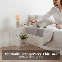 2-Tier Clear Table Minimalist Aesthetic Nightstand Space-Saving for Office