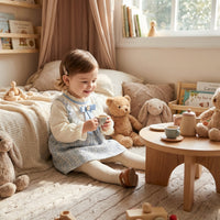 Baby Girl Mock Two-Piece Dress Fleece Lined Long Sleeve Toddler Party Outfit Ruffle Collar Tweed Princess Dresses with Blue Bow for Easter Spring Autumn