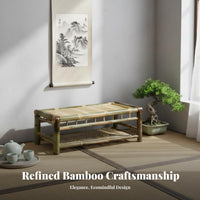 3 Pieces Bamboo Low Seating Table and Chairs Traditional Design Tea Ceremony Furniture Natural Look Adaptable Use for Adults