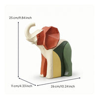 Elephant Statue with Raised Trunk Faceted Elephant Sculpture Decorative