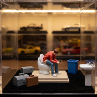 1/64 Miniature Man on Toilet 1:64 Scale Scene Prop Figurine Tiny Model Figures for Tabletop Display
