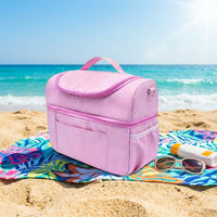 Travel Bag and Tote Bag for Women, Cool Bag with 2 Compartments and External Pockets, Portable Picnic Bag or Delivery Bag, Single Shoulder Strap