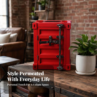 Shipping Container Trash Bin Raised Paneling Outdoor Storage Locking Latch