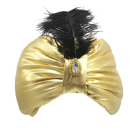 Foil Bright Indian Hat with Feathers, Arab Turban Hat, Novelty Costume Decoration