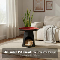 Round Nightstand with Cat hideaway Minimalist Aesthetic Cat Condo End Table