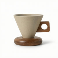 Cone Coffee Cup Speckled Coffee Mug with Wooden Handle Elegant for Office Desk