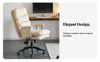 Upholstered Swivel Armchair Stable Base Desk Chair Fluid Rolling Casters