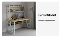 Study Desk with Bookshelf Space-Saving Design Writing Table with Pegboard Wide Desktop Workstation for Teens, Esports Participants, Bedroom, Dorm Room