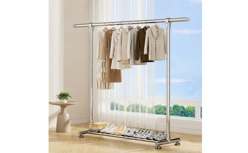 Stable Clothes Drying Rack with Shelf Sturdy Telescoping Garment Rack Space-Saving Floor Clothes Dryer Sturdy for Balcony, Laundry Room, Bedroom, Apartment