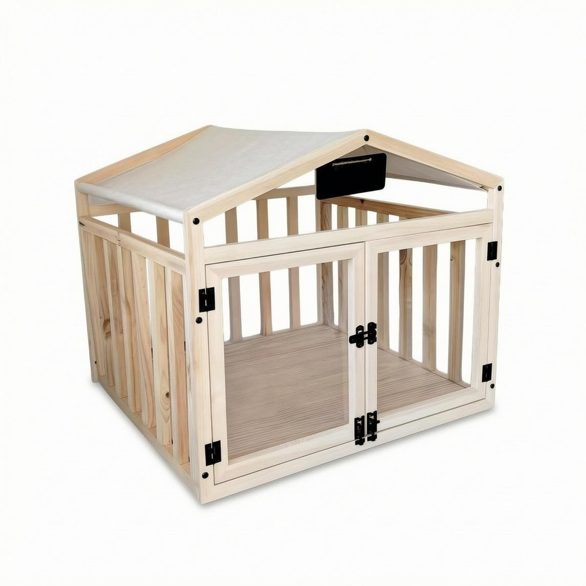 House-Shaped Kennel Slatted Wooden Dog House Solid Wood