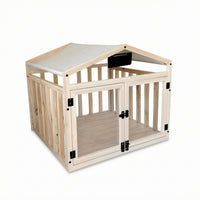 House-Shaped Kennel Slatted Wooden Dog House Solid Wood