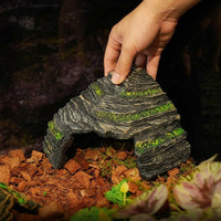 Textured Rock-like Snake Hide for Aquatic Tank, Turtle Tank Basking Area and Snake Hide, Dark Dark Gray Standalone Reptile Habitat Decor