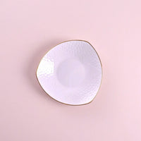 Gold Trimmed Ceramic Triangle Plate, Bone China