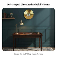 Modern Design Owl Wall Clock Large Numerals Cartoon Creature Clock Ra Clock Face Brushed Finish for Families, Homeowners, Living Room