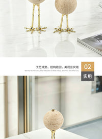 轻奢简约创意仿洞石圆球摆件样板房桌面电视柜鸡爪造型家居摆件品