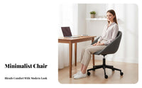 Upholstered Computer Seat Adjustable Height Upholstered Rolling Seat Soft Upholstery Ergonomic Design for Adults, Women, Bedroom