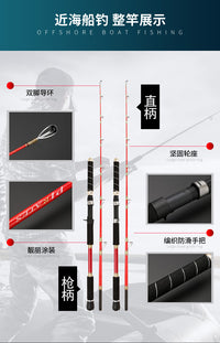 深海船钓竿超硬实心150#大物铁板竿电绞船杆南油钓底海竿威海批发