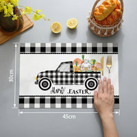 Easter Placemat Waterproof Faux Leather Table Mat Heat Resistant Dining Room Decoration for Spring Kitchen Parties