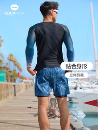 AquaPlay安泊来泳衣男泡温泉防晒泳裤套装潜水服长袖分体水母衣