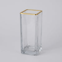 Gold Rimmed Glass Vase, Japanese Style, Handmade