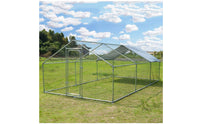 Walkfull-Access Hen House Waterproof Cover Metal Chicken Coop Heavy-Duty Roofed Fowl Pen
