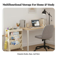 Under-Desk Book Trolley Multi-Functional 2-Tier Rolling Organizer Large Capacity