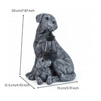 Resin Seated Dog Lantern Ornament Solar Lantern Dog Statue for Garden
