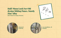 Sliding opening lock, security latch for door panels, zinc alloy, child protection, easy installation