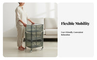 Transparent Acrylic Storage Trolley Modern Design Acrylic Organizer Trolley Tool-No-Tool Assembly Mobile Storage Rack with Wheels Rust-Resistant for Homeowners, Office Workers, Living Room, Kitchen, Bathroom, Playroom