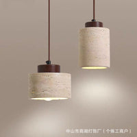 Vintage Bedside Pendant Light Retro Wabi-Sabi Style with Yellow Travertine for Hotel Restaurant